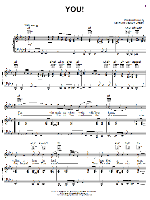 Keith Green You! sheet music notes and chords arranged for Piano, Vocal & Guitar Chords (Right-Hand Melody)