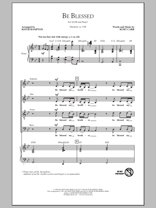 Keith Hampton Be Blessed sheet music notes and chords arranged for SATB Choir