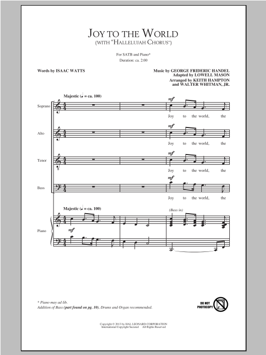 Keith Hampton Hallelujah Chorus sheet music notes and chords arranged for SATB Choir