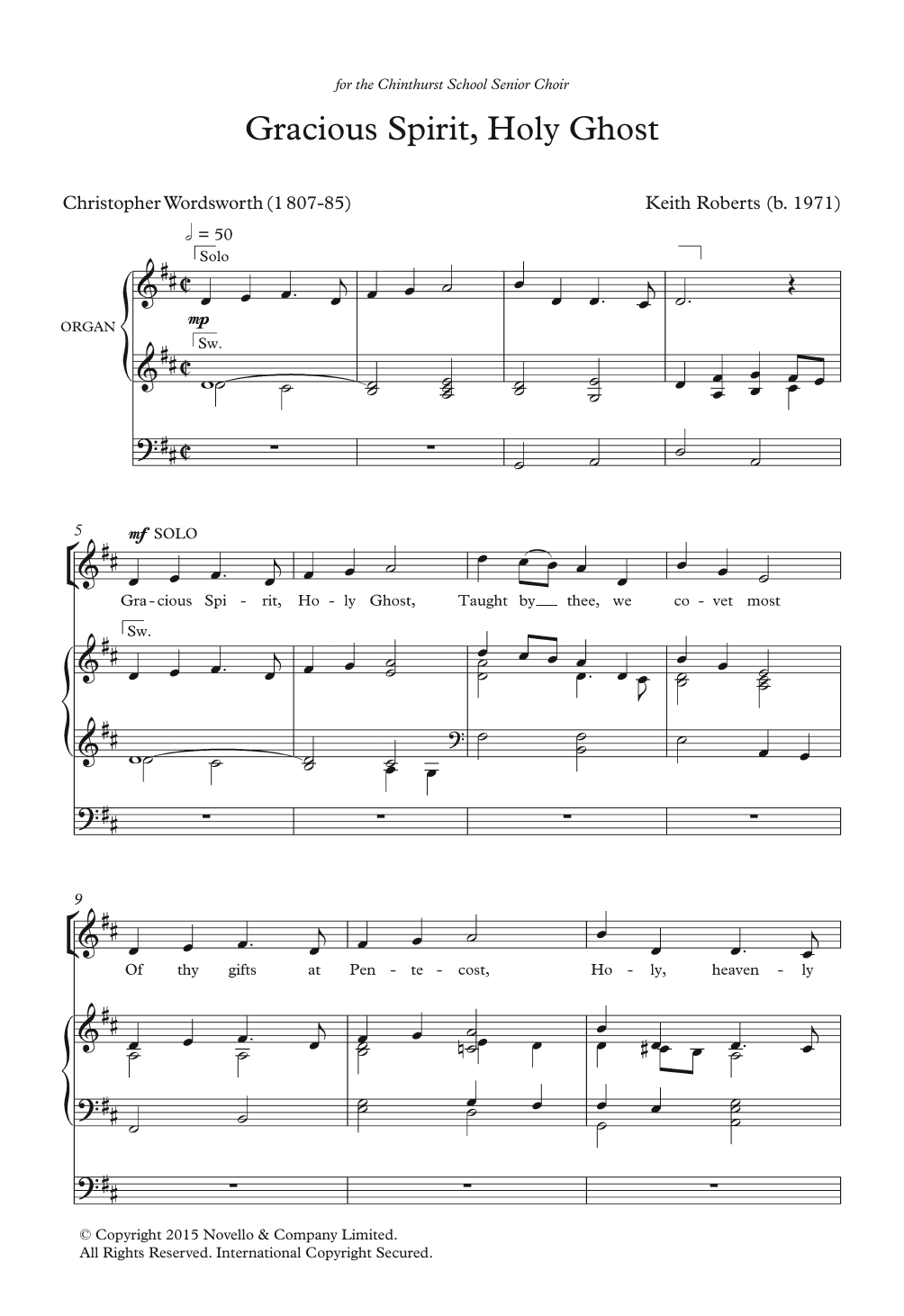 Keith Roberts Gracious Spirit, Holy Ghost sheet music notes and chords arranged for Piano, Vocal & Guitar Chords