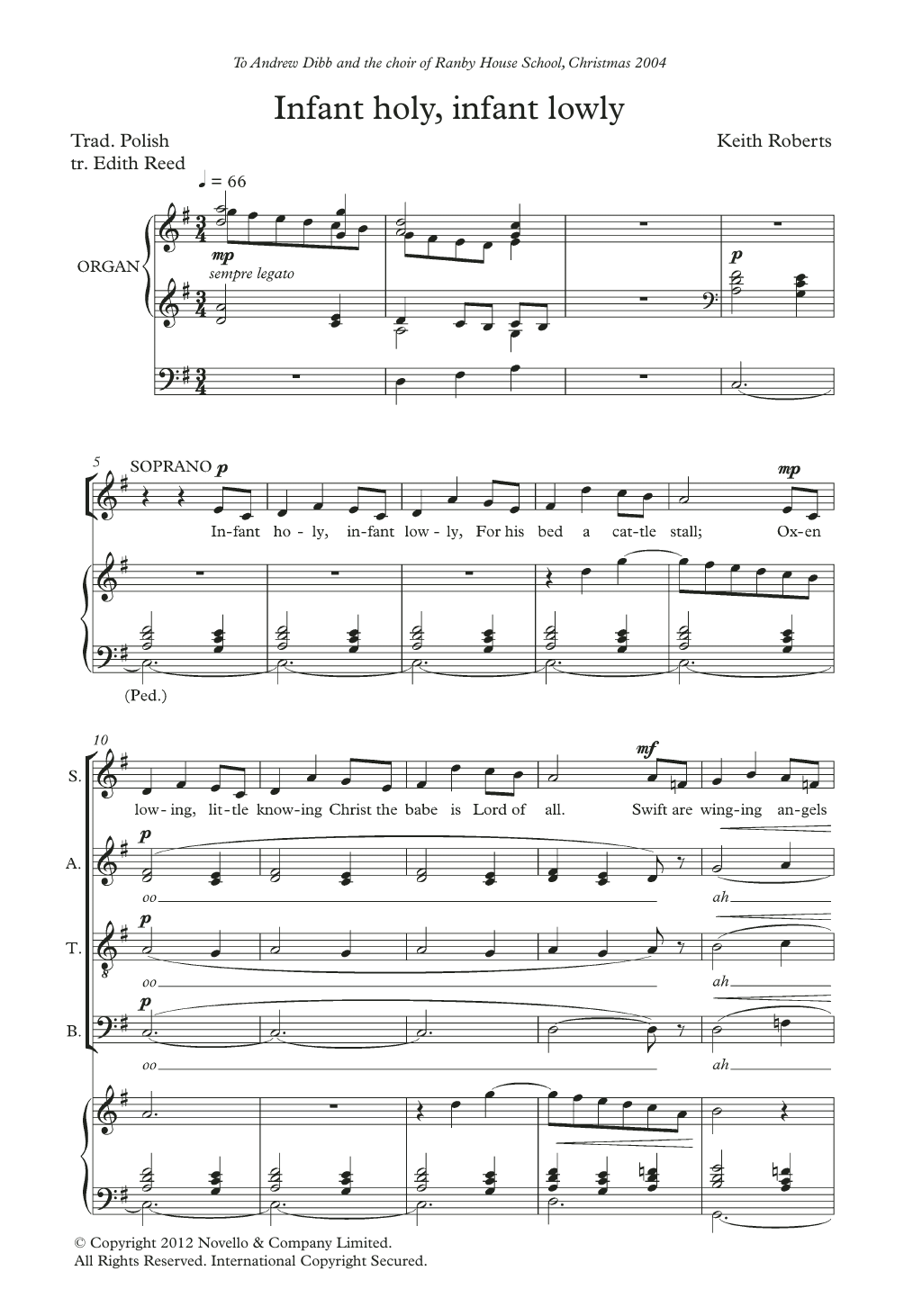 Keith Roberts Infant Holy, Infant Lowly sheet music notes and chords arranged for SATB Choir