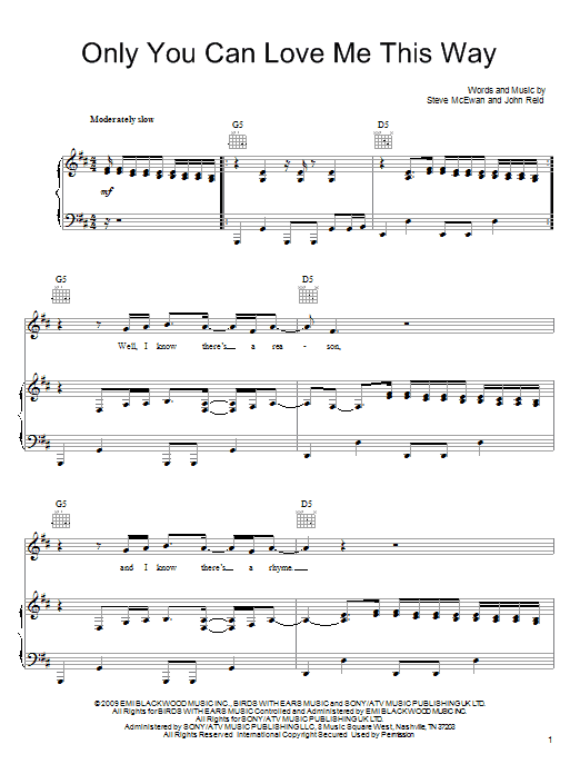 Keith Urban Only You Can Love Me This Way sheet music notes and chords arranged for Guitar Chords/Lyrics