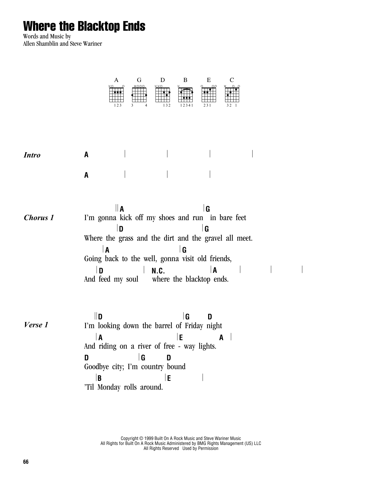 Keith Urban Where The Blacktop Ends sheet music notes and chords arranged for Guitar Chords/Lyrics