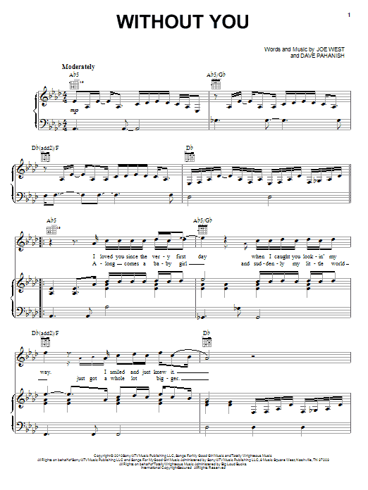 Keith Urban Without You sheet music notes and chords arranged for Piano, Vocal & Guitar Chords (Right-Hand Melody)