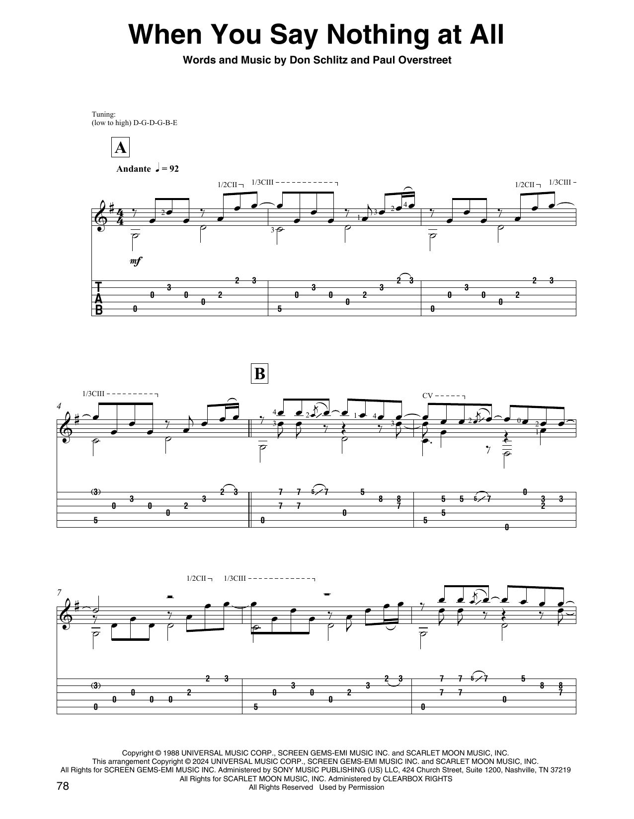 Keith Whitley When You Say Nothing At All (arr. David Jaggs) sheet music notes and chords arranged for Solo Guitar