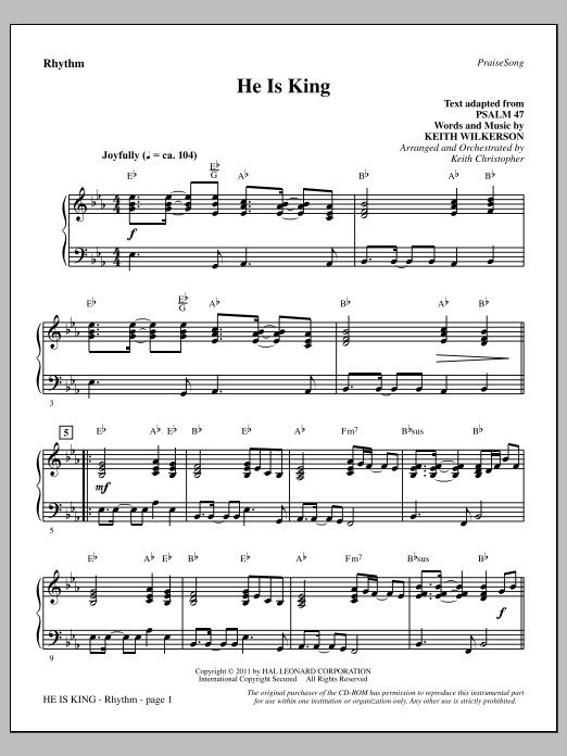 Keith Wilkerson He Is King - Rhythm sheet music notes and chords arranged for Choir Instrumental Pak