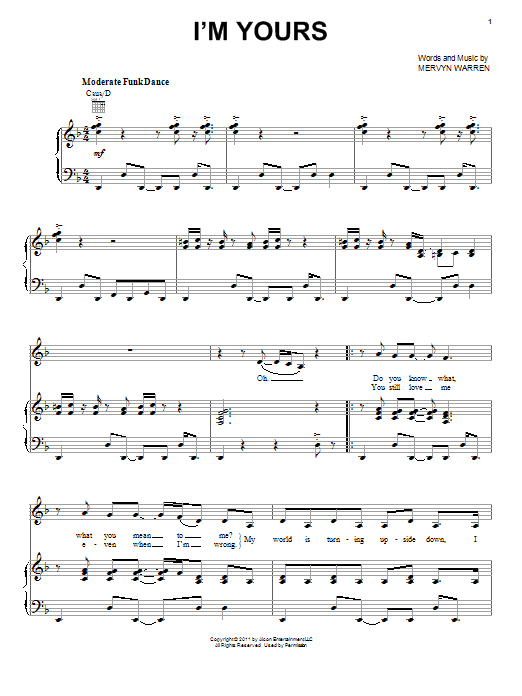 Keke Palmer I'm Yours sheet music notes and chords arranged for Piano, Vocal & Guitar Chords (Right-Hand Melody)