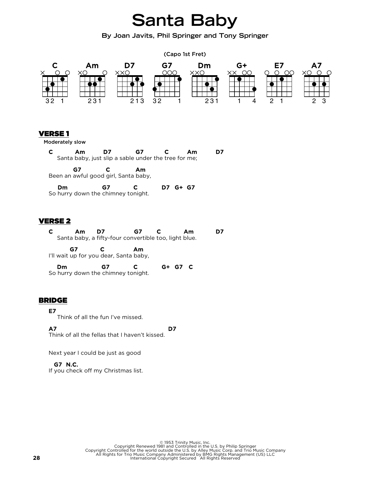 Kellie Pickler Santa Baby sheet music notes and chords arranged for Really Easy Guitar