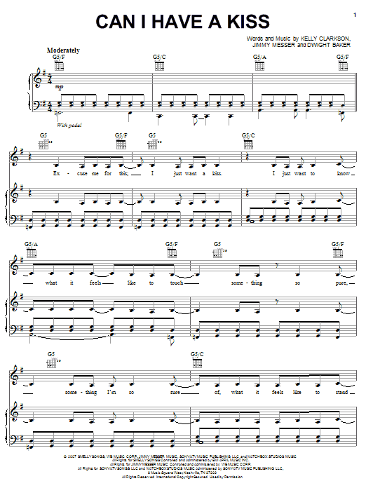 Kelly Clarkson Can I Have A Kiss sheet music notes and chords arranged for Piano, Vocal & Guitar Chords (Right-Hand Melody)