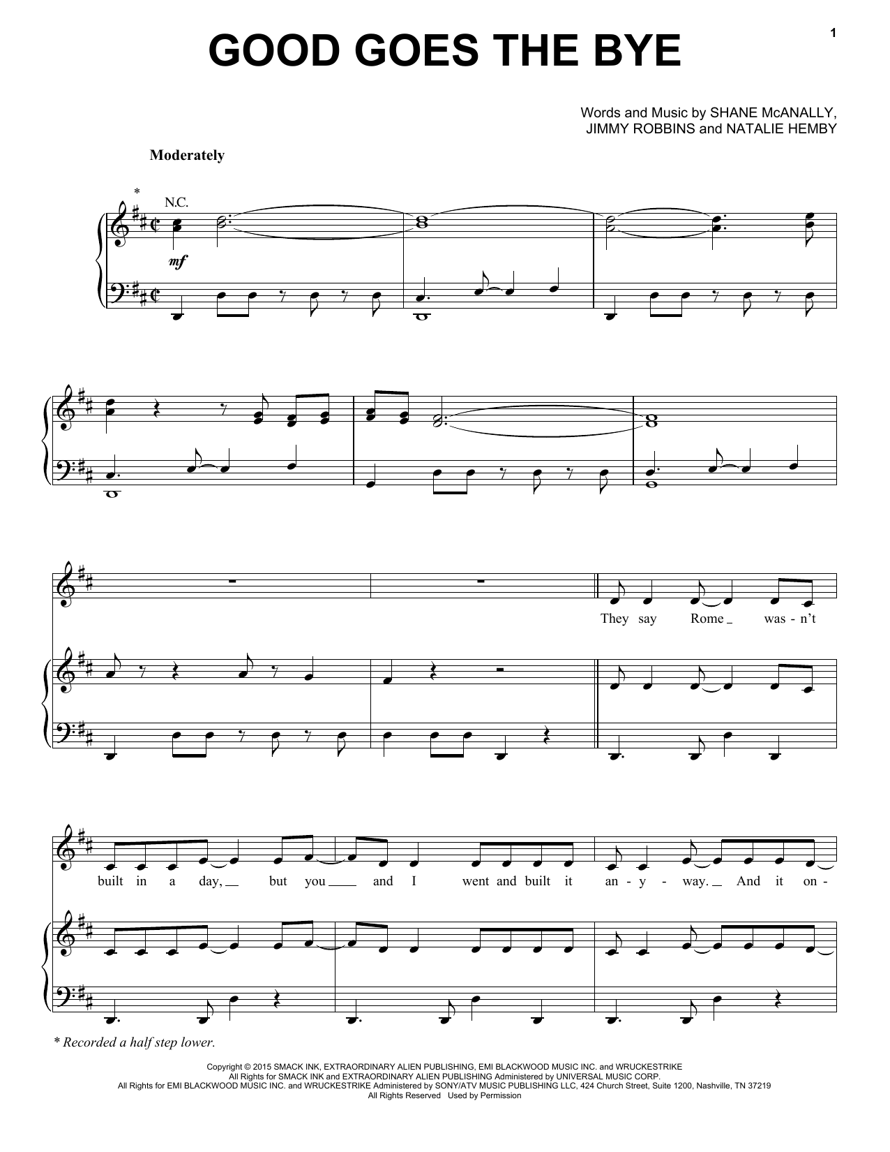 Kelly Clarkson Good Goes The Bye sheet music notes and chords arranged for Piano, Vocal & Guitar Chords (Right-Hand Melody)