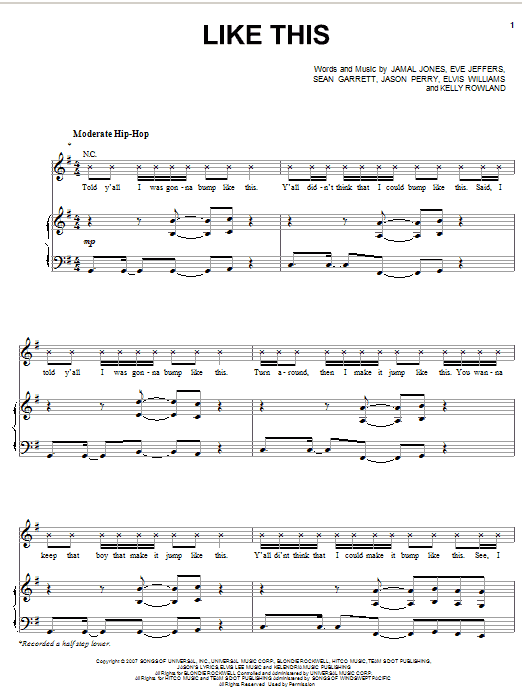 Kelly Rowland featuring Eve Like This sheet music notes and chords arranged for Piano, Vocal & Guitar Chords (Right-Hand Melody)