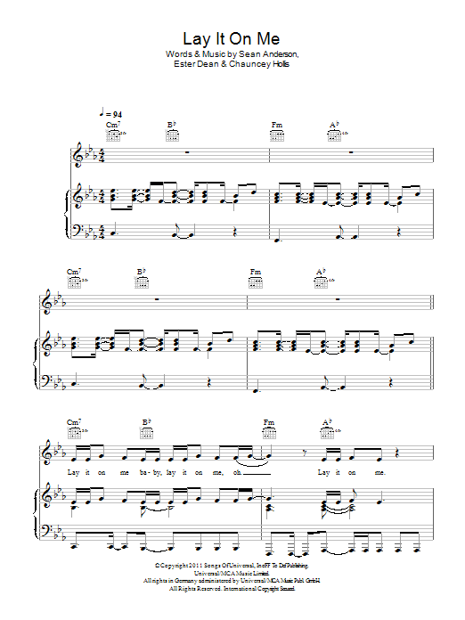 Kelly Rowland Lay It On Me sheet music notes and chords arranged for Piano, Vocal & Guitar Chords