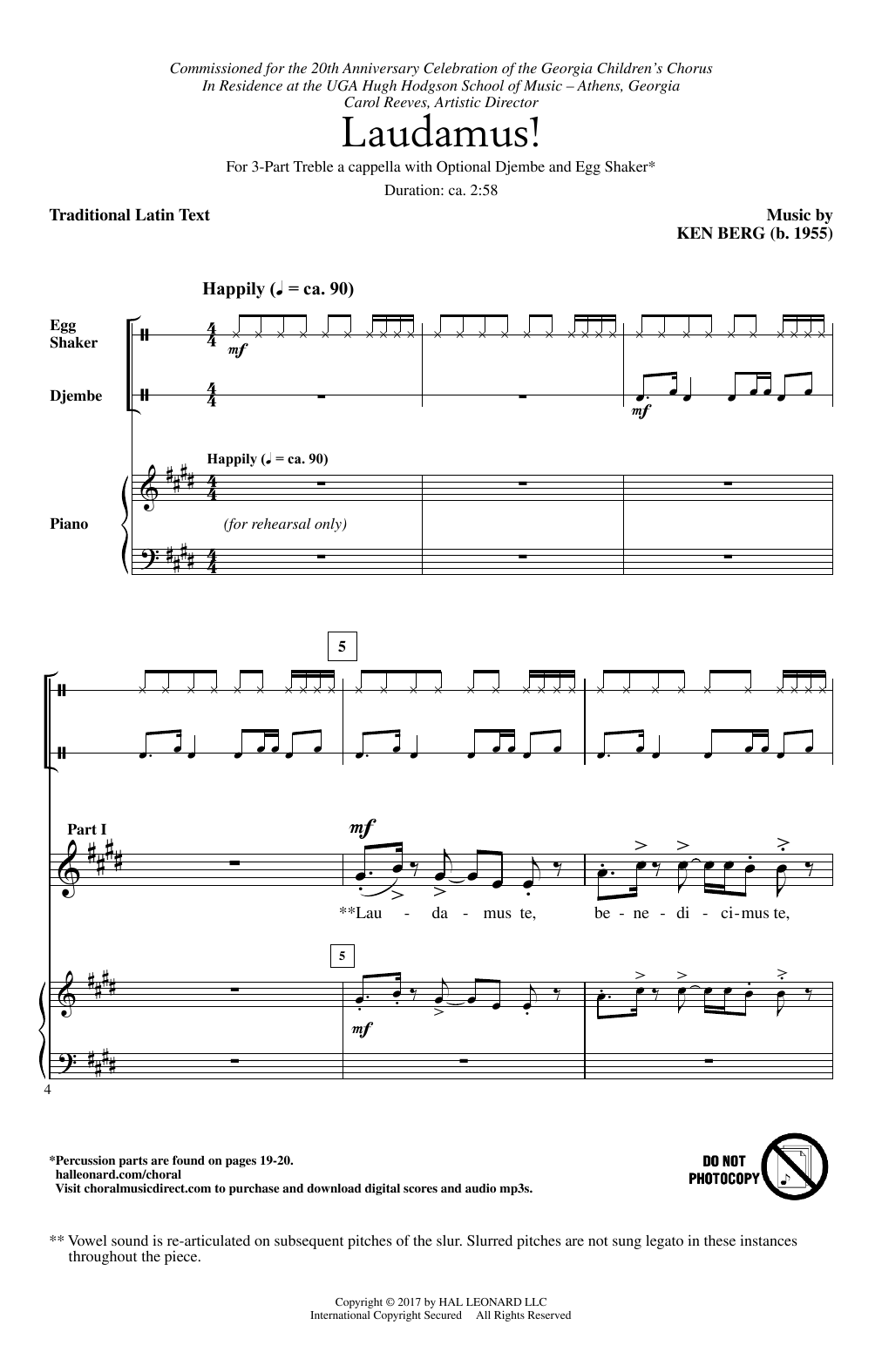 Ken Berg Laudamus! sheet music notes and chords arranged for 3-Part Treble Choir