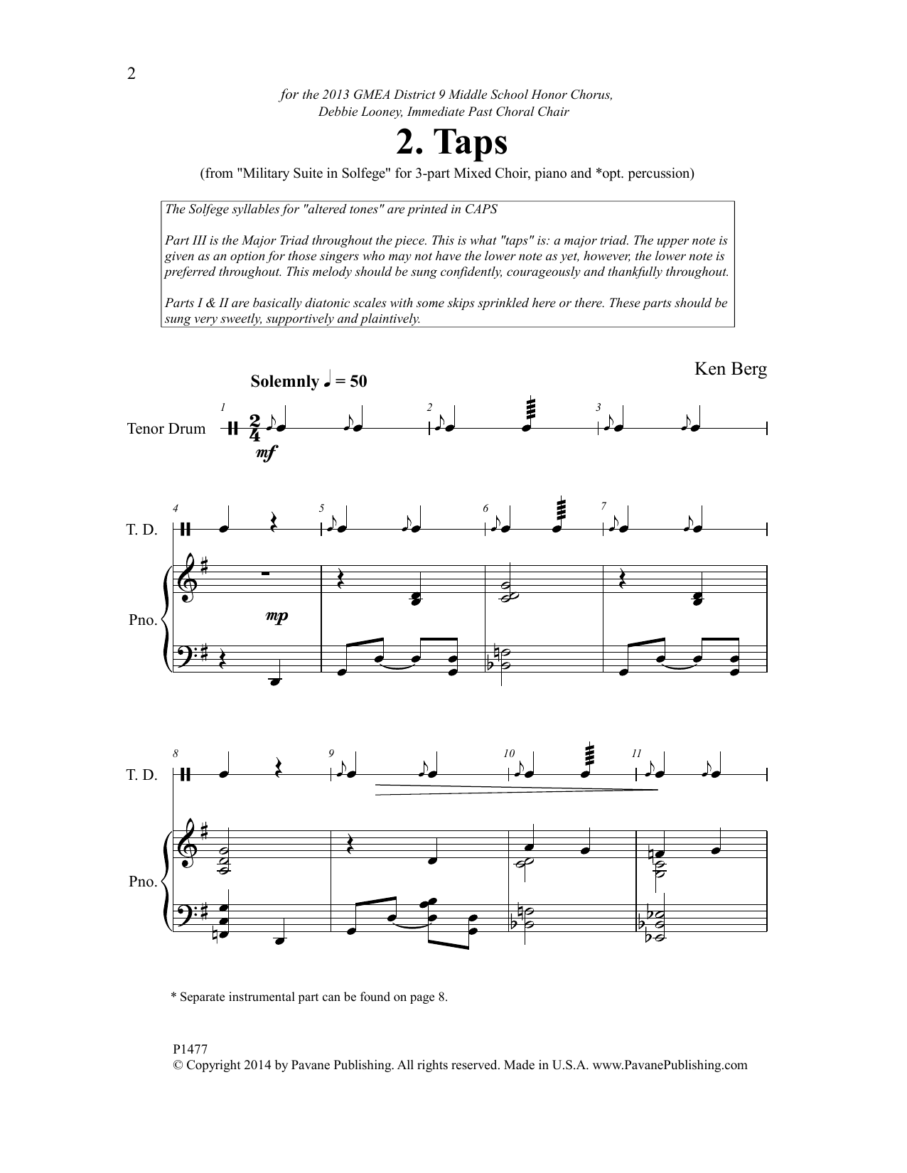 Ken Berg Taps sheet music notes and chords arranged for 3-Part Mixed Choir