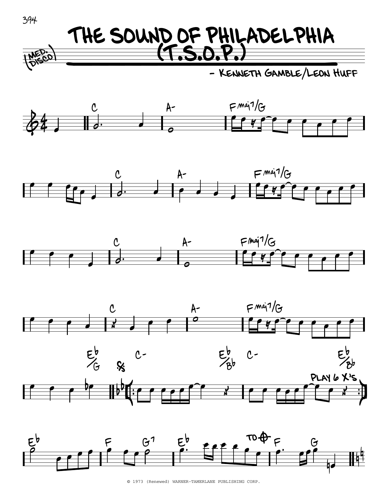 Kenneth Gamble The Sound Of Philadelphia (T.S.O.P.) sheet music notes and chords arranged for Real Book – Melody & Chords