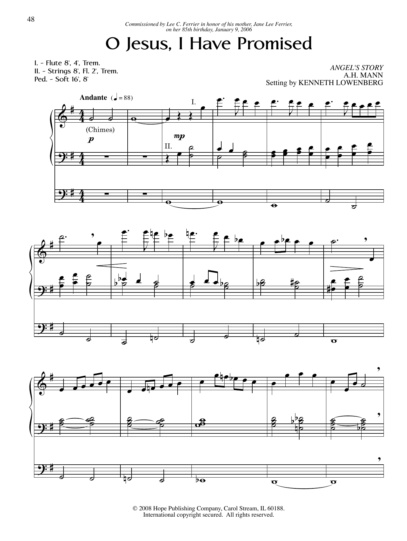 Kenneth Lowenberg O Jesus, I Have Promised sheet music notes and chords arranged for Organ