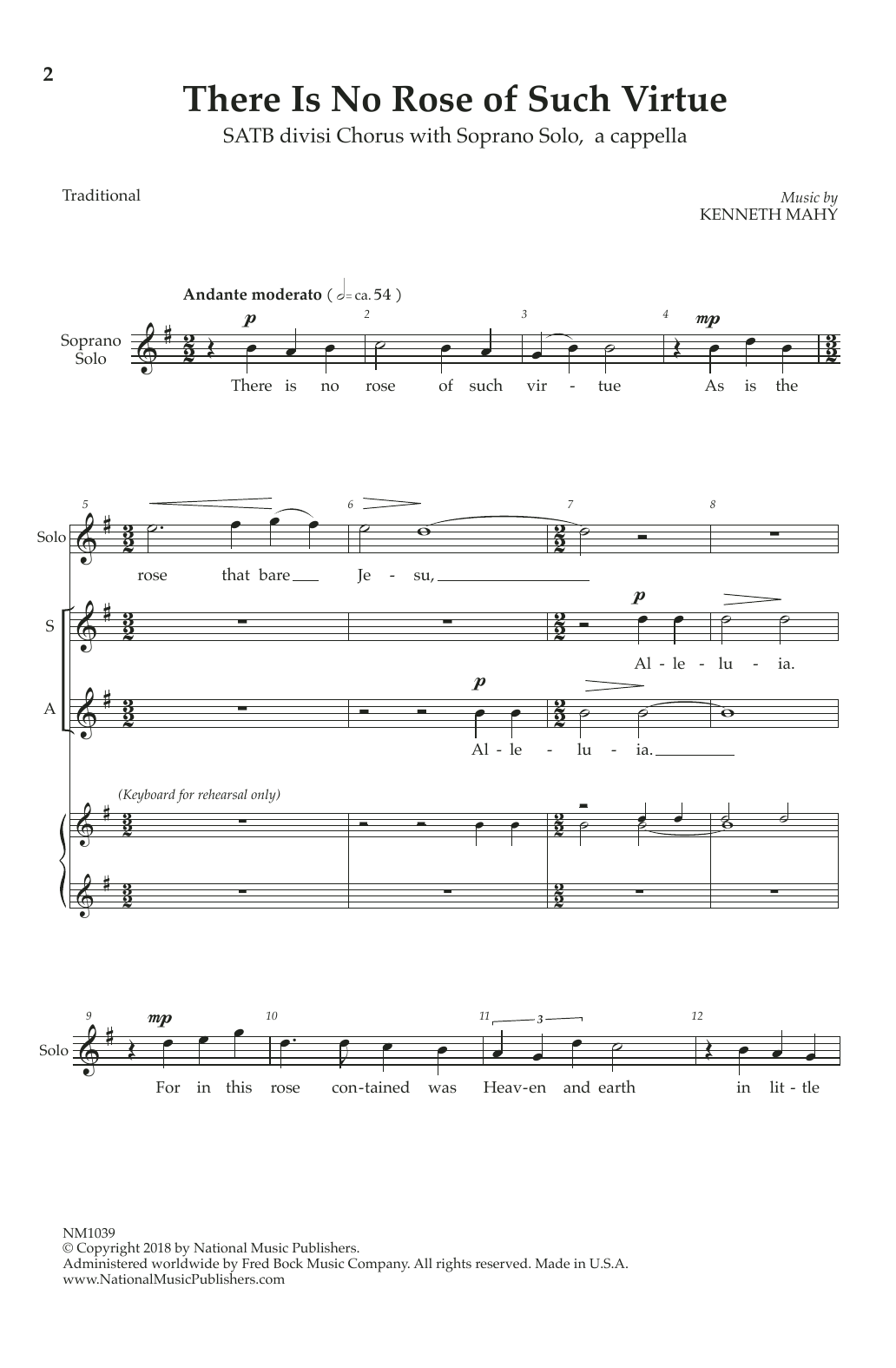 Kenneth Mahy There Is No Rose Of Such Virtue sheet music notes and chords arranged for SATB Choir