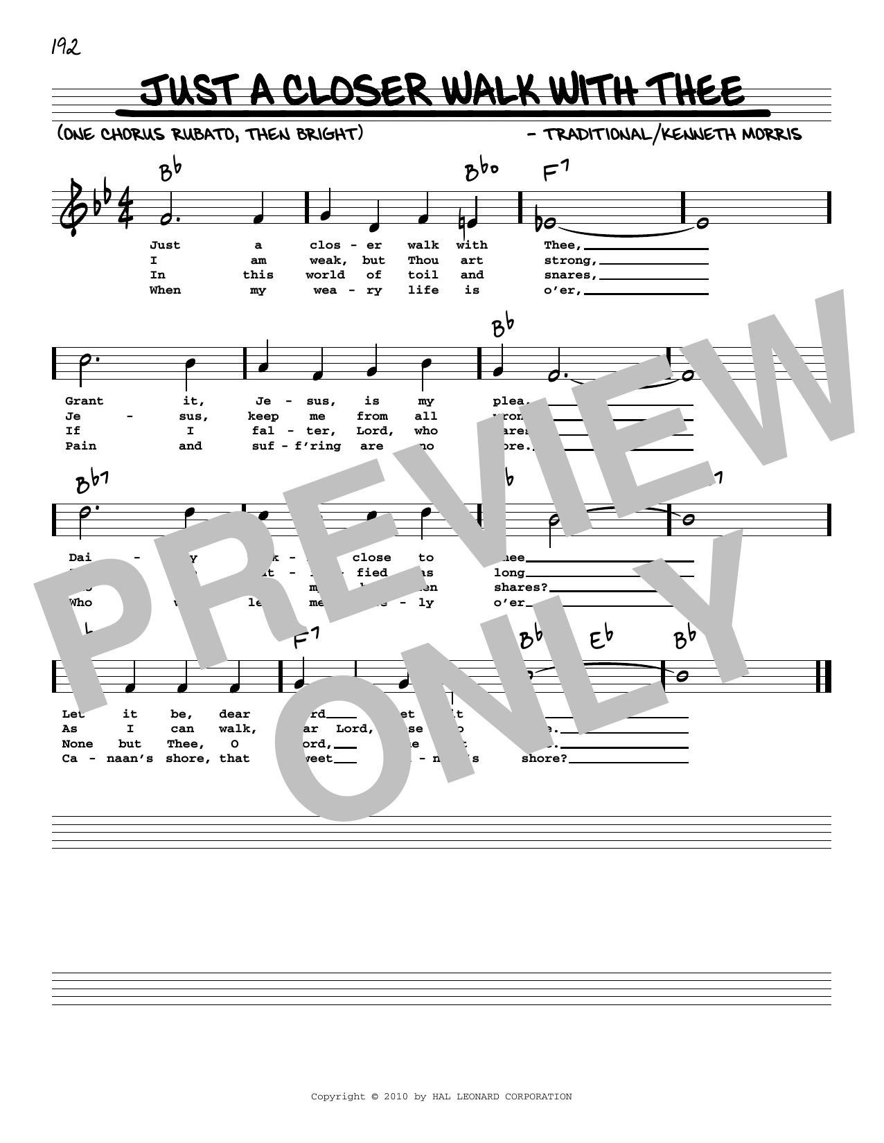 Kenneth Morris Just A Closer Walk With Thee (arr. Robert Rawlins) sheet music notes and chords arranged for Real Book – Melody, Lyrics & Chords