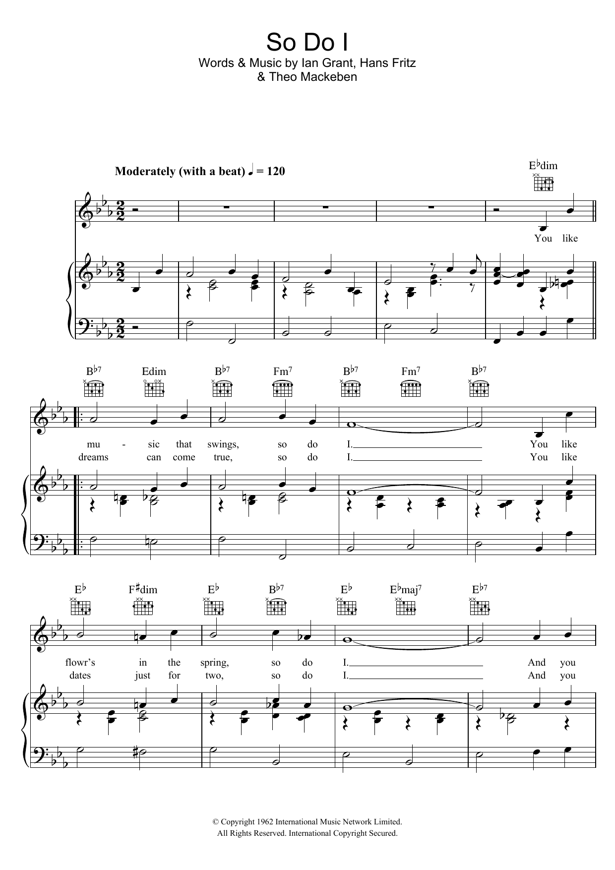 Kenny Ball So Do I sheet music notes and chords arranged for Piano, Vocal & Guitar Chords