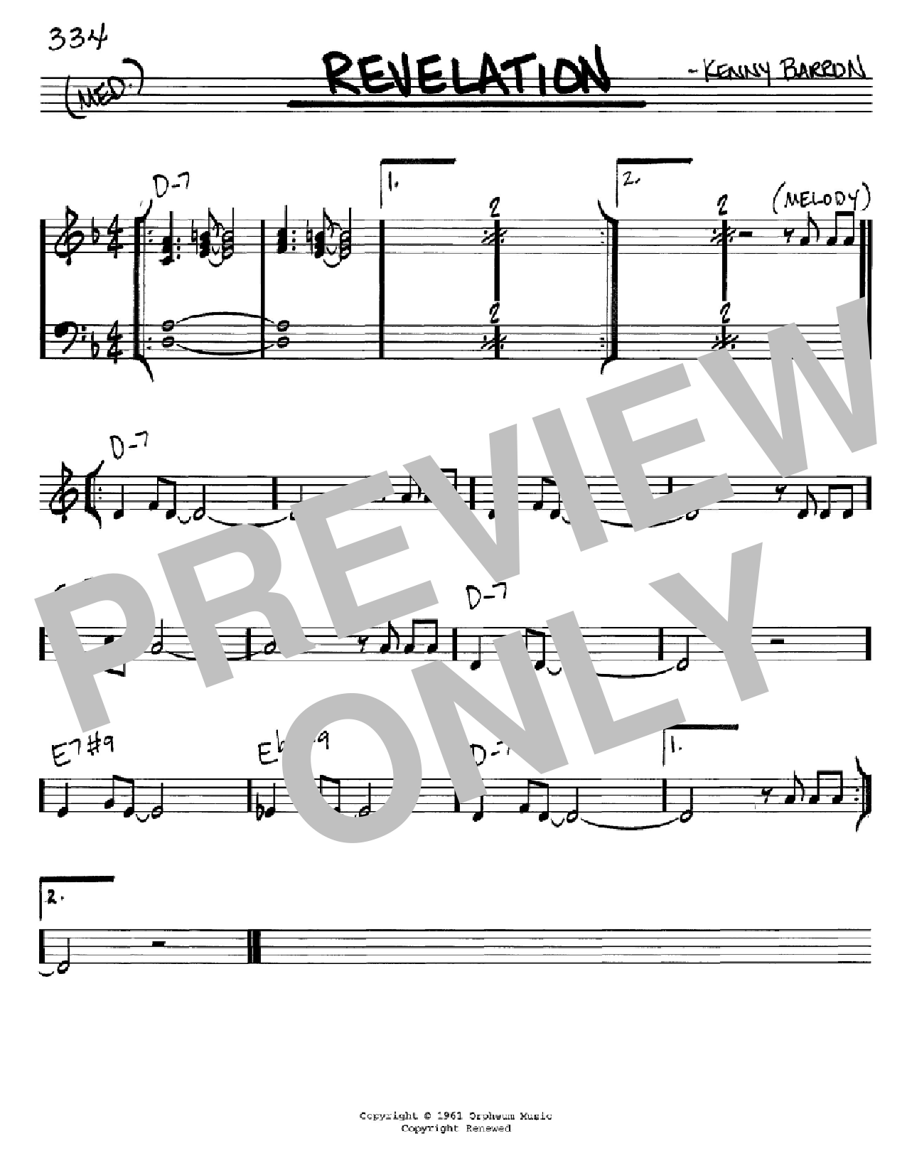 Kenny Barron Revelation sheet music notes and chords arranged for Real Book – Melody & Chords – C Instruments
