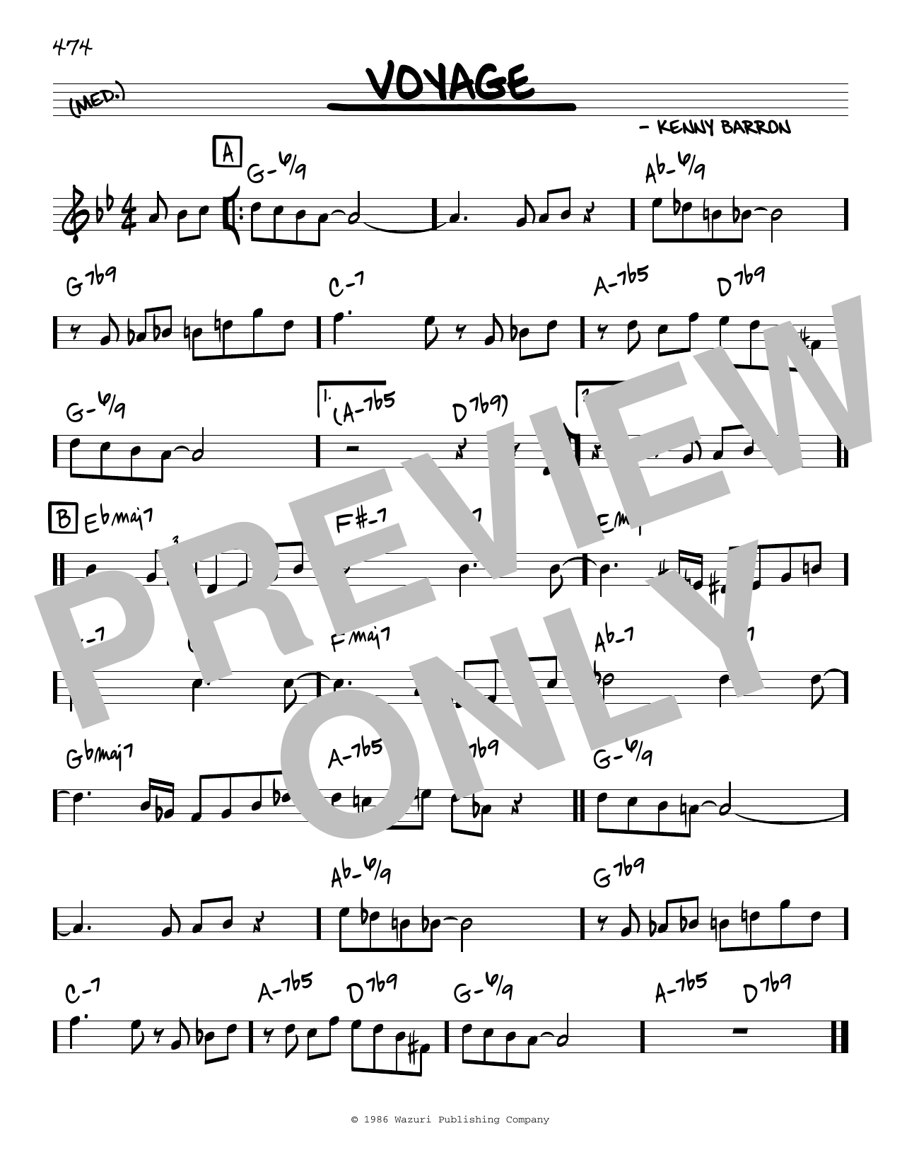 Kenny Barron Voyage sheet music notes and chords arranged for Real Book – Melody & Chords
