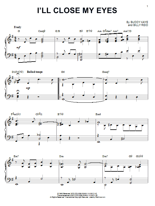 Kenny Burrell I'll Close My Eyes (arr. Brent Edstrom) sheet music notes and chords arranged for Piano Solo