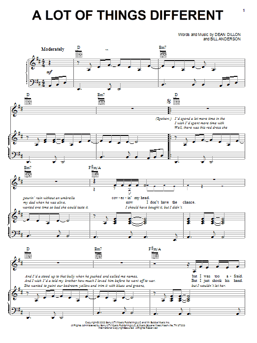Kenny Chesney A Lot Of Things Different sheet music notes and chords arranged for Piano, Vocal & Guitar Chords (Right-Hand Melody)