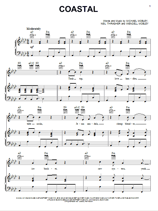 Kenny Chesney Coastal sheet music notes and chords arranged for Piano, Vocal & Guitar Chords (Right-Hand Melody)