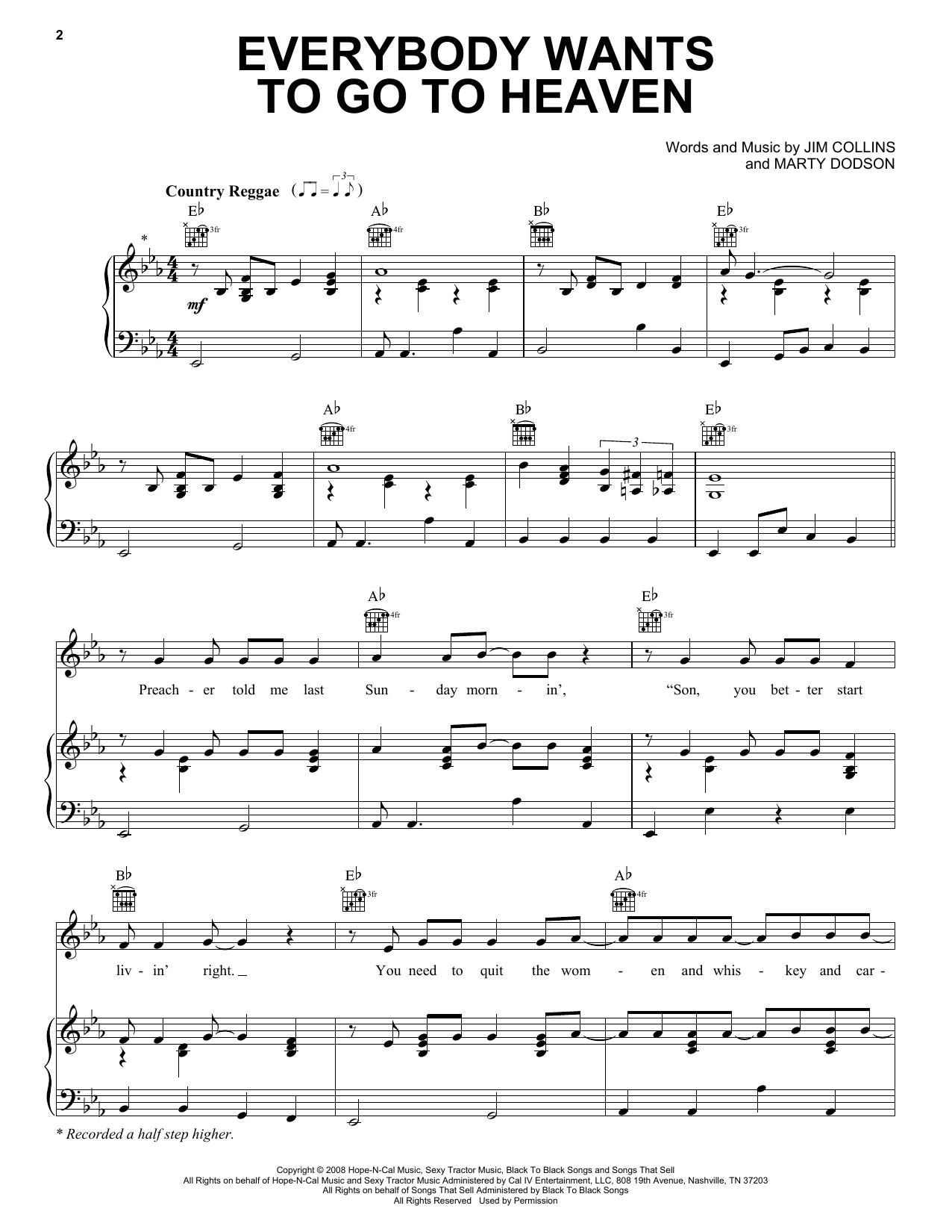 Kenny Chesney Everybody Wants To Go To Heaven sheet music notes and chords arranged for Piano, Vocal & Guitar Chords (Right-Hand Melody)