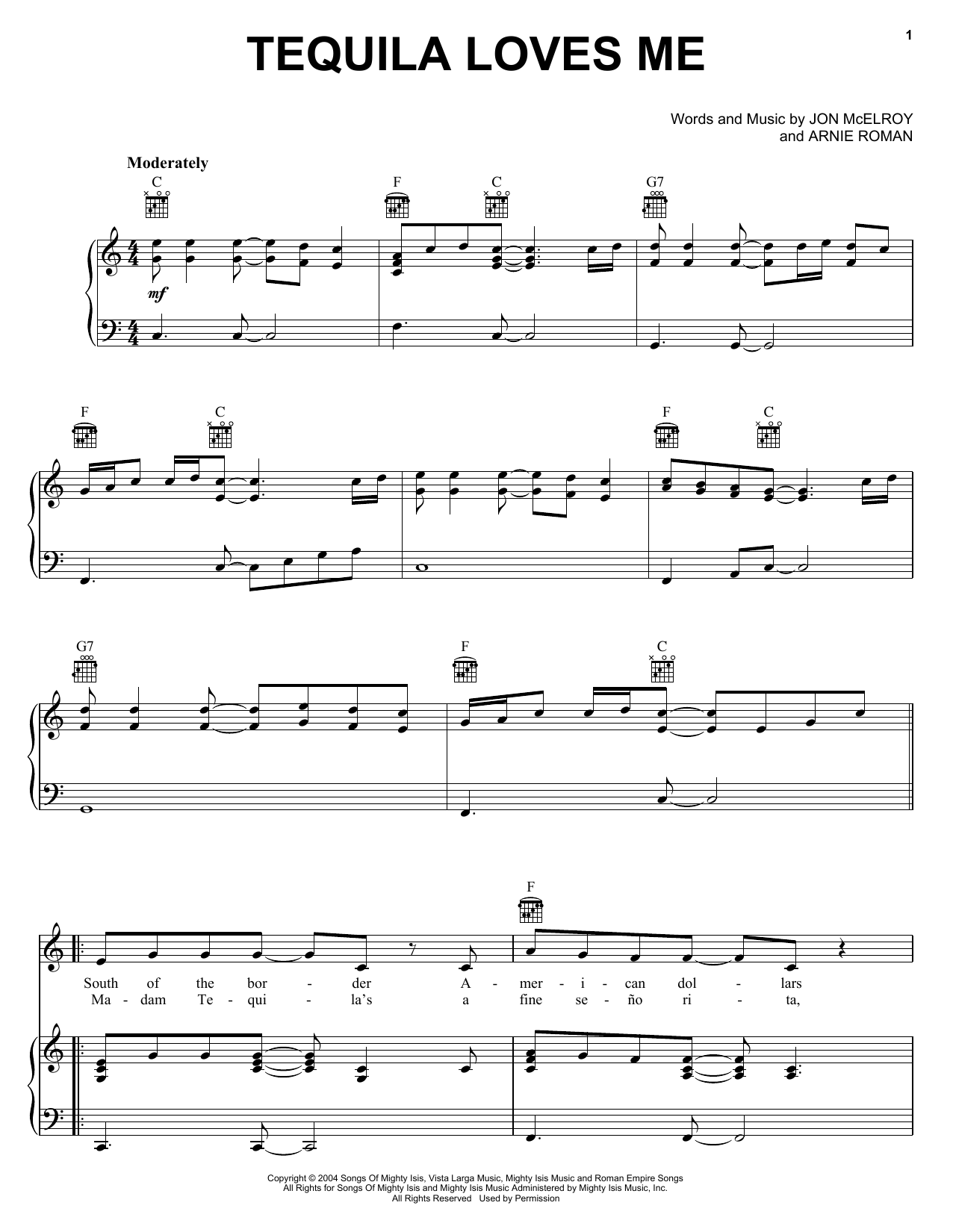 Kenny Chesney Tequila Loves Me sheet music notes and chords arranged for Piano, Vocal & Guitar Chords (Right-Hand Melody)