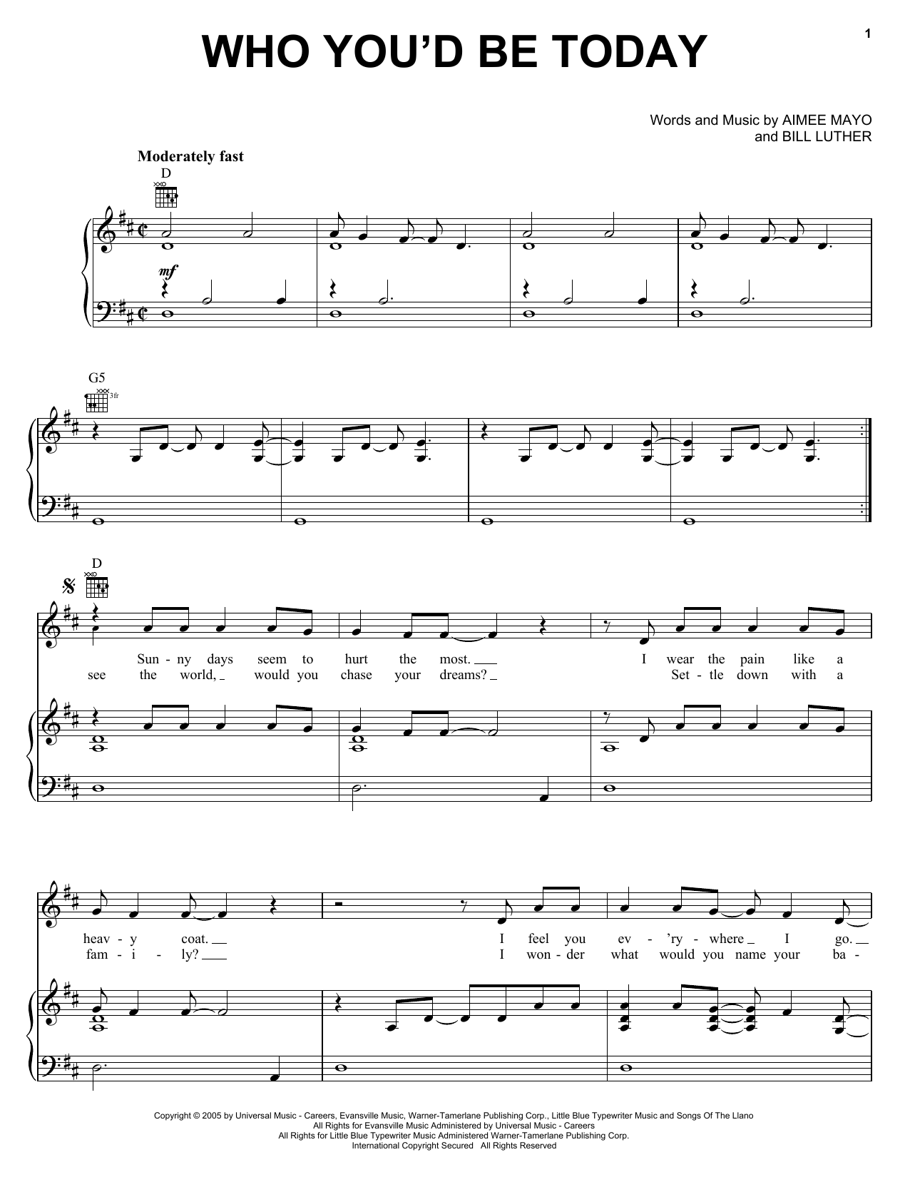Kenny Chesney Who You'd Be Today sheet music notes and chords arranged for Easy Guitar Tab