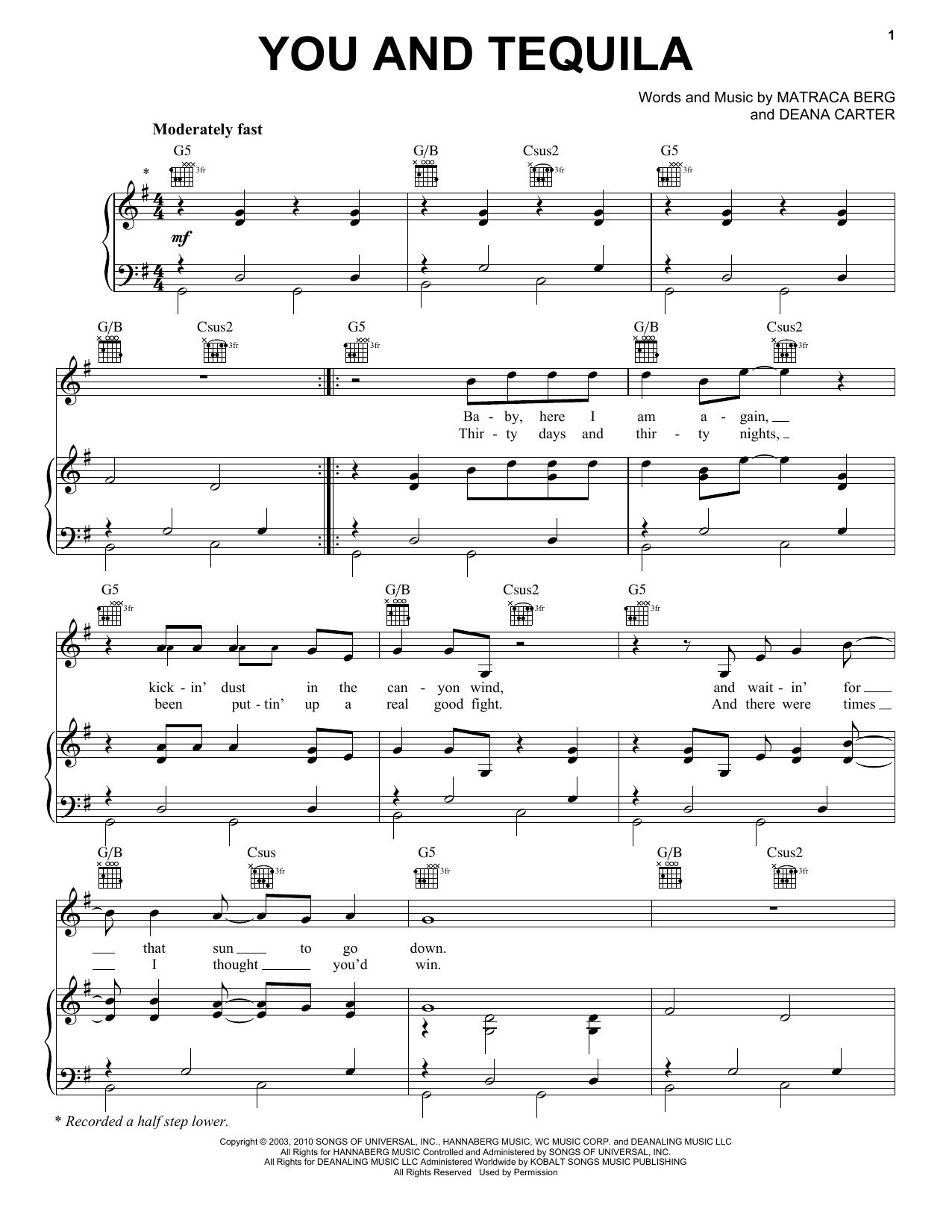 Kenny Chesney You And Tequila sheet music notes and chords arranged for Piano, Vocal & Guitar Chords (Right-Hand Melody)