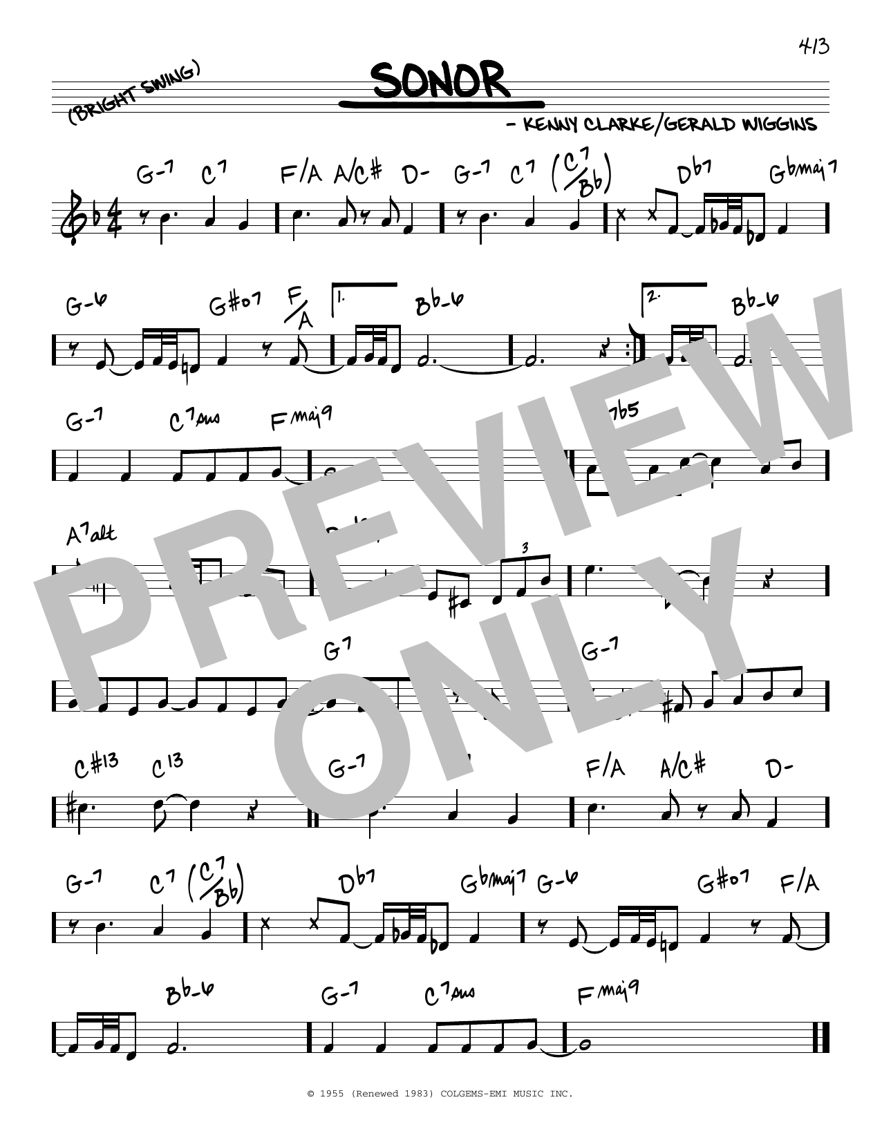 Kenny Clarke Sonor sheet music notes and chords arranged for Real Book – Melody & Chords
