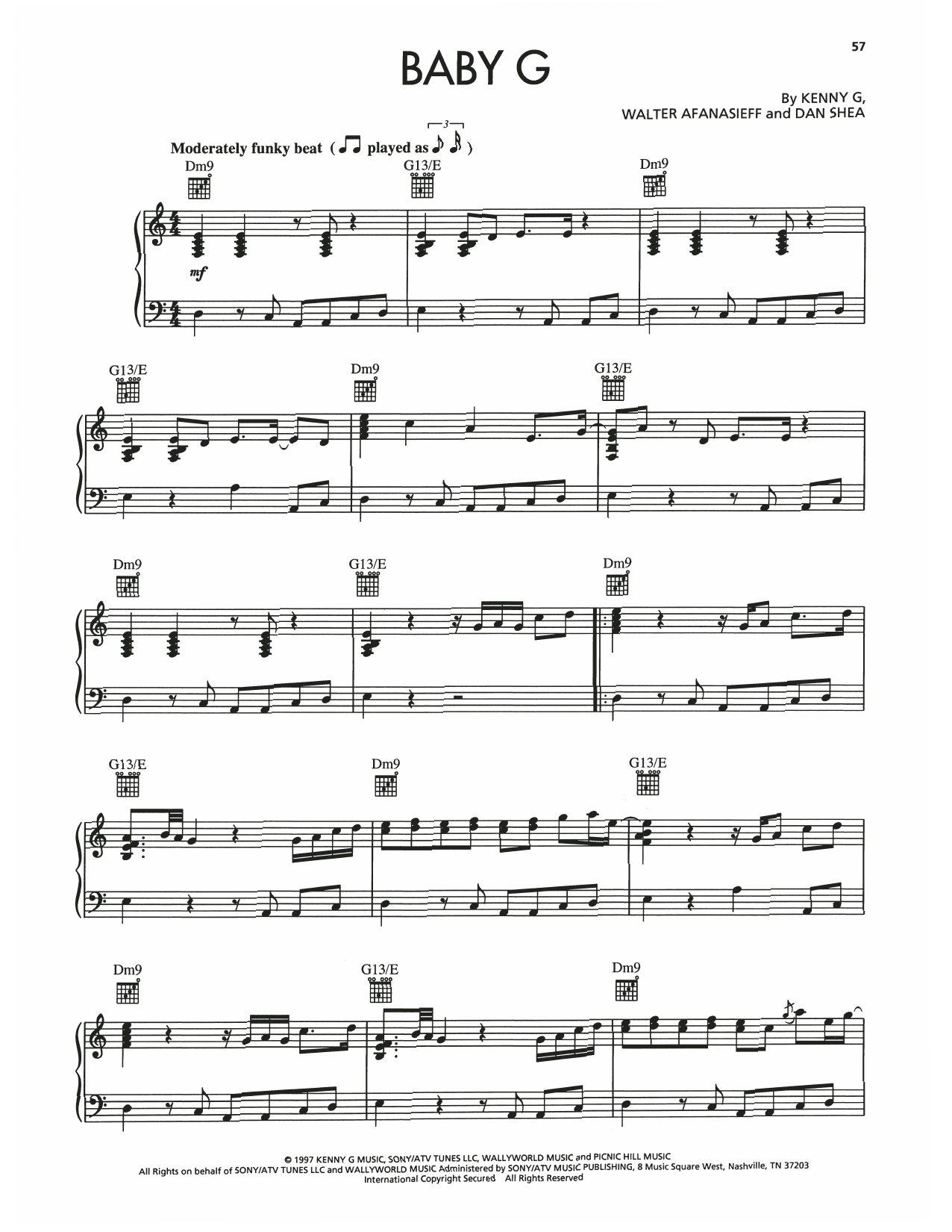 Kenny G Baby G sheet music notes and chords arranged for Piano Solo