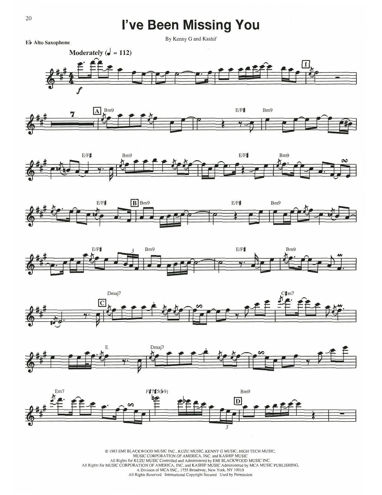 Kenny G I've Been Missing You sheet music notes and chords arranged for Piano Solo