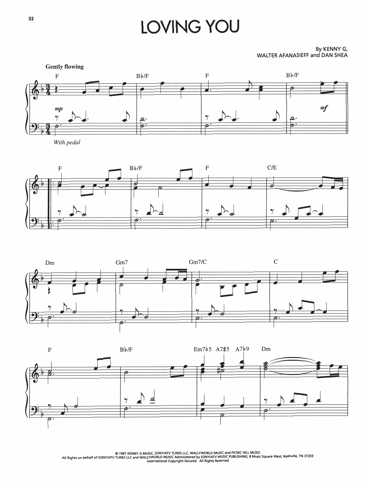 Kenny G Loving You sheet music notes and chords arranged for Piano Solo