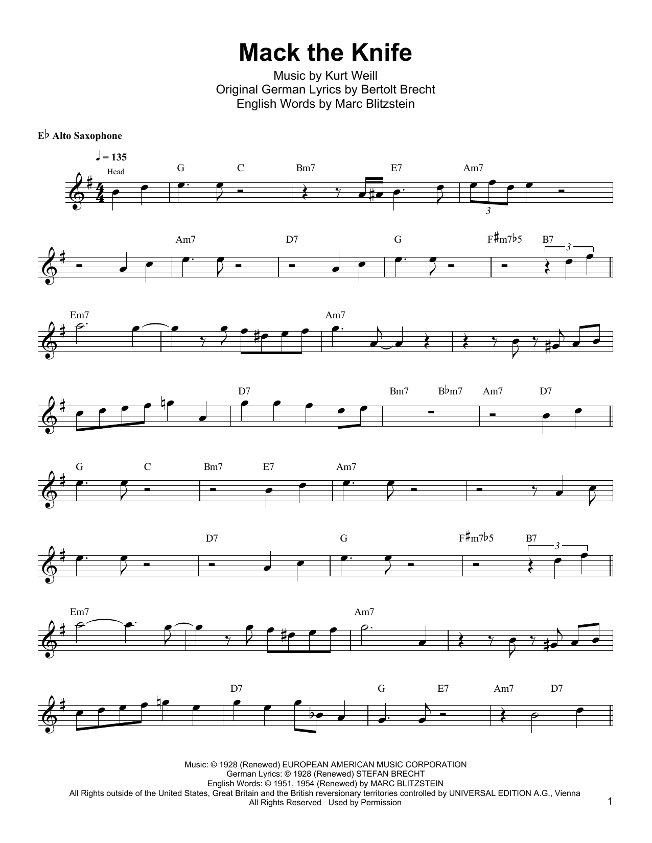 Kenny Garrett Mack The Knife sheet music notes and chords arranged for Alto Sax Transcription