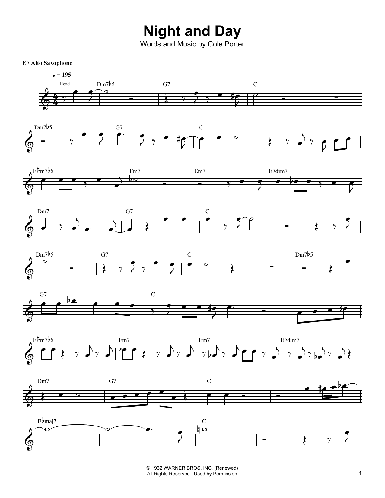 Kenny Garrett Night And Day sheet music notes and chords arranged for Alto Sax Transcription