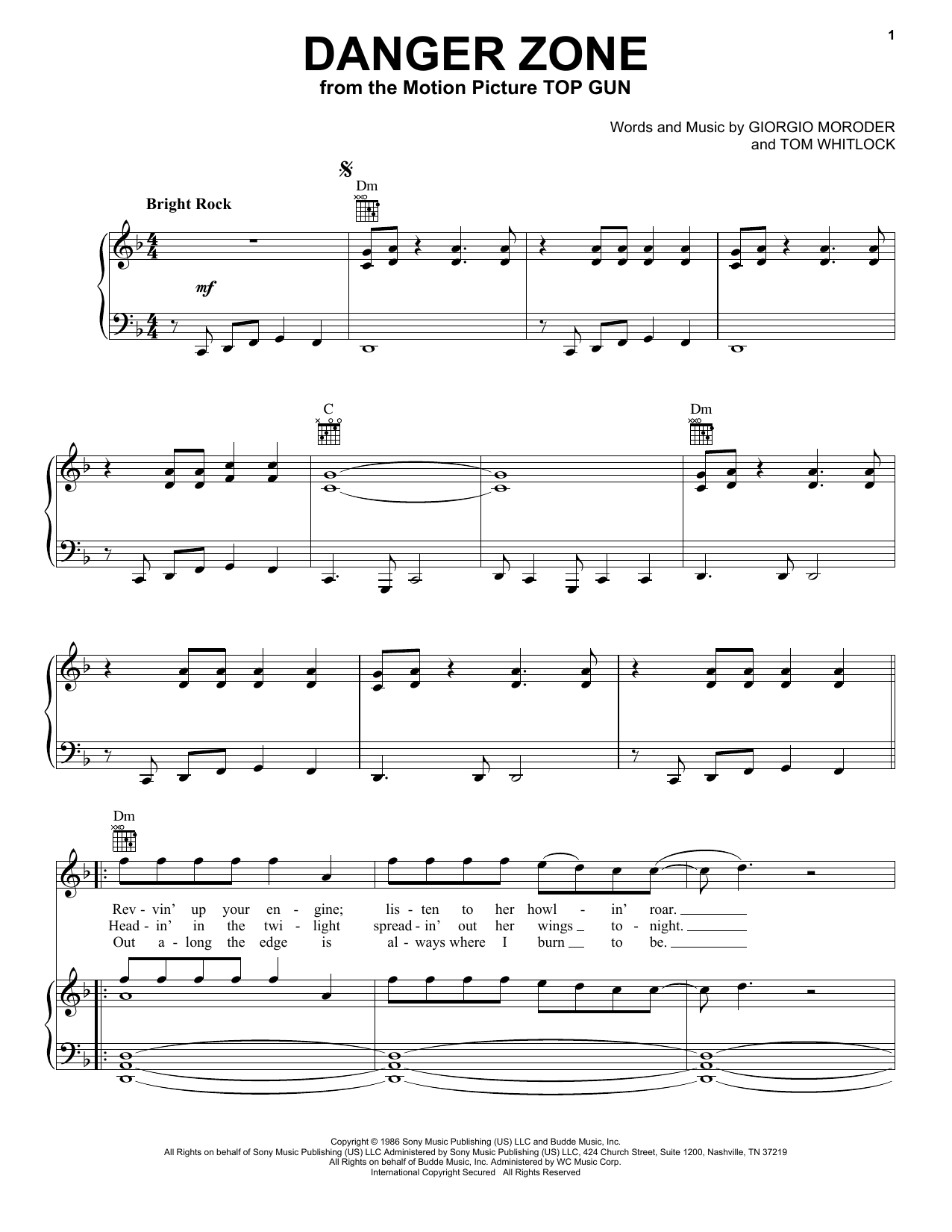 Kenny Loggins Danger Zone sheet music notes and chords arranged for Violin Solo