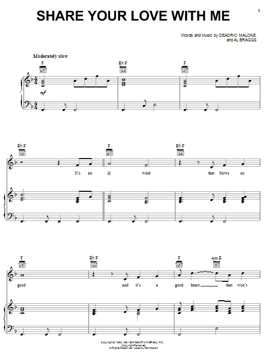 Kenny Rogers Share Your Love With Me sheet music notes and chords arranged for Piano, Vocal & Guitar Chords (Right-Hand Melody)