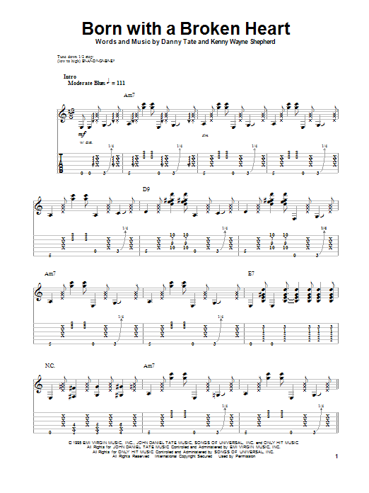 Kenny Wayne Shepherd Born With A Broken Heart sheet music notes and chords arranged for Guitar Tab (Single Guitar)
