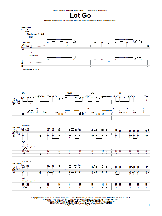 Kenny Wayne Shepherd Let Go sheet music notes and chords arranged for Guitar Tab