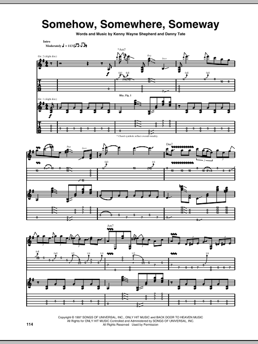 Kenny Wayne Shepherd Somehow, Somewhere, Someway sheet music notes and chords arranged for Guitar Tab
