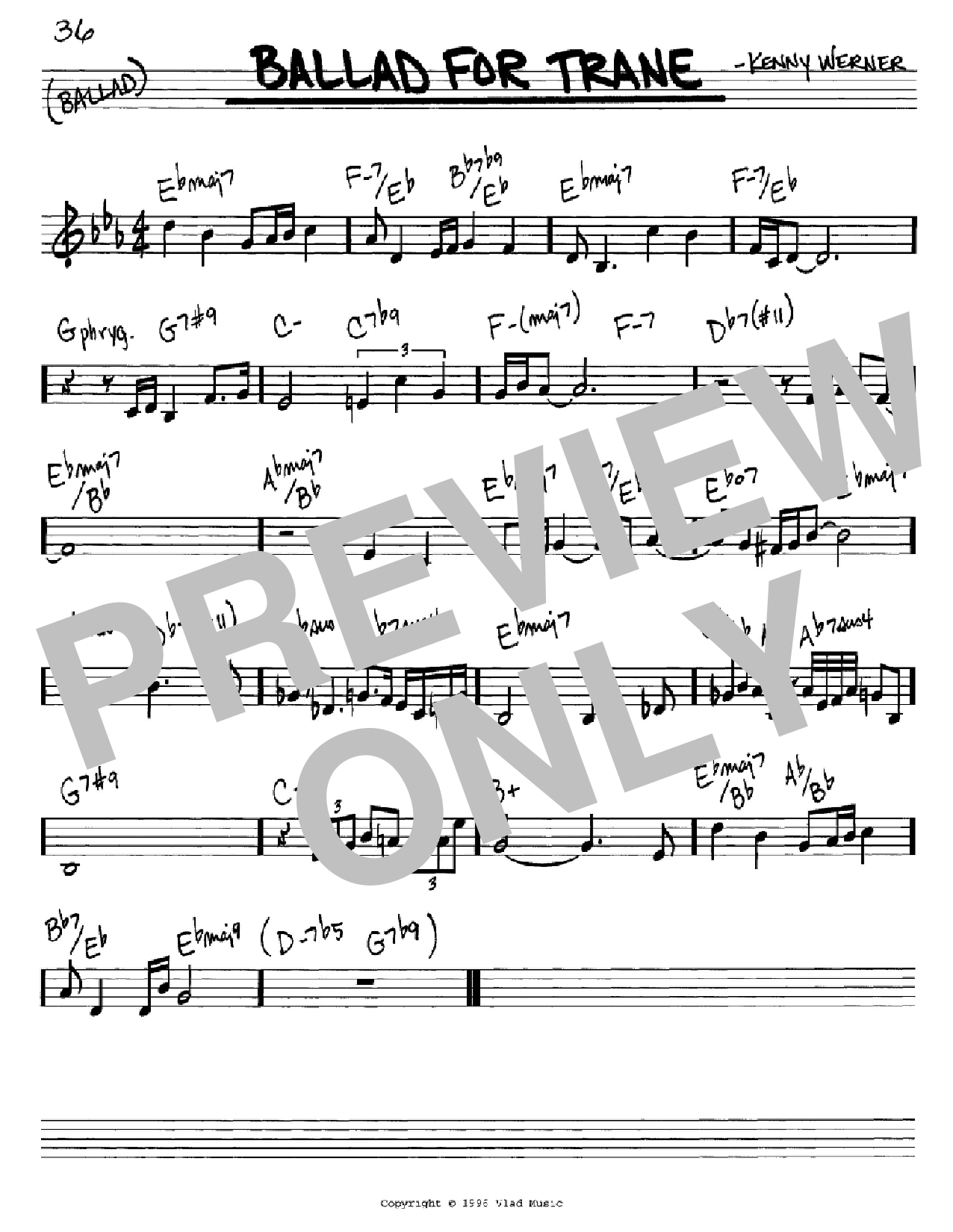 Kenny Werner Ballad For Trane sheet music notes and chords arranged for Real Book – Melody & Chords – C Instruments