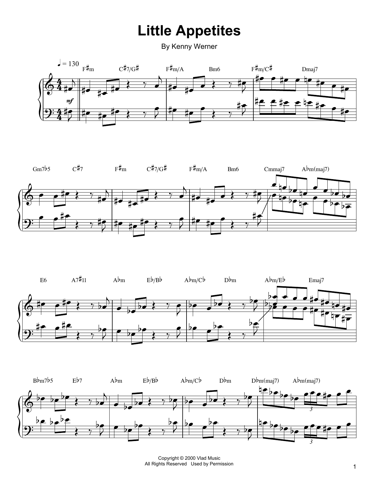 Kenny Werner Little Appetites sheet music notes and chords arranged for Piano Transcription