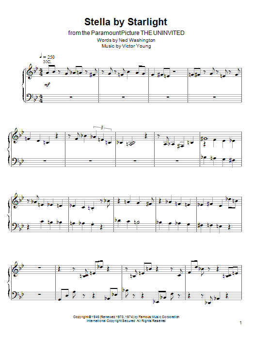 Kenny Werner Stella By Starlight sheet music notes and chords arranged for Piano Transcription