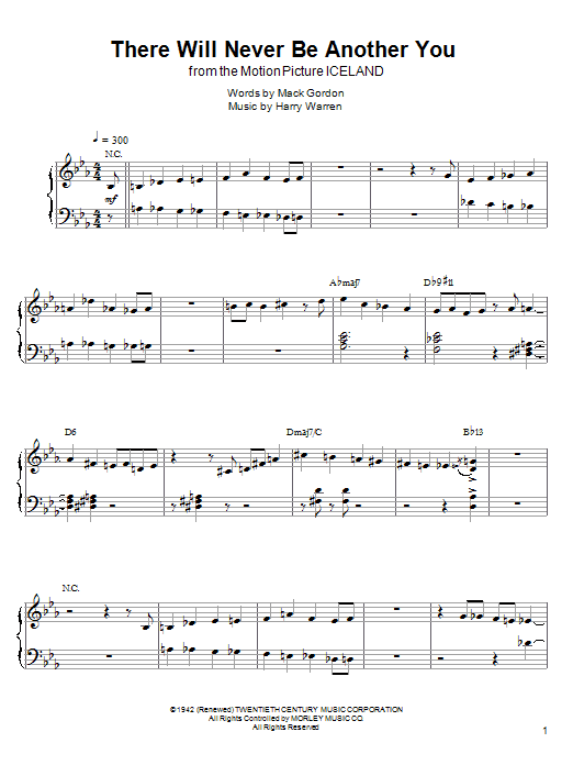 Kenny Werner There Will Never Be Another You sheet music notes and chords arranged for Piano Transcription