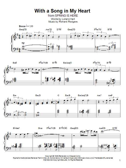 Kenny Werner With A Song In My Heart sheet music notes and chords arranged for Piano Transcription