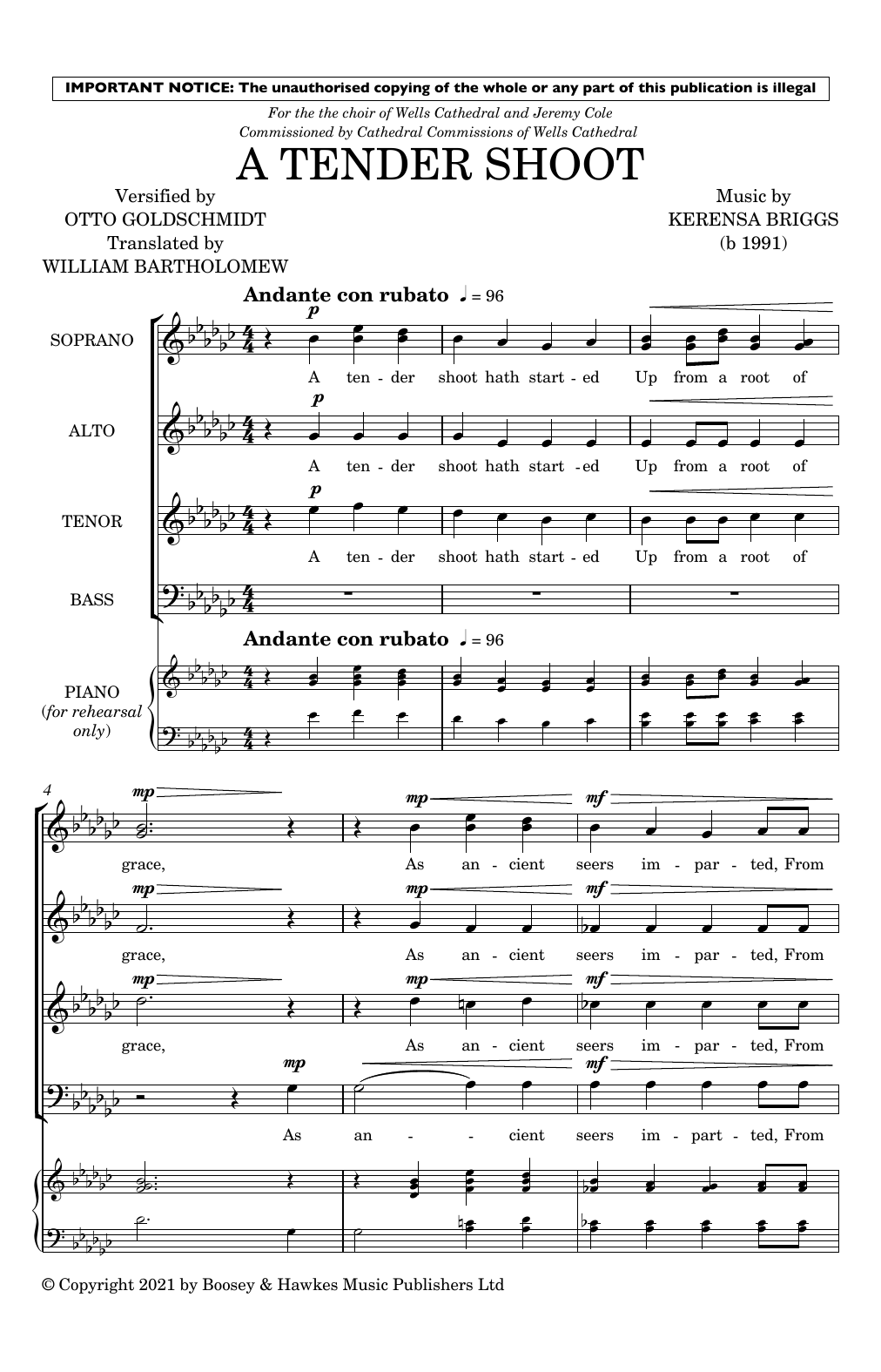Kerensa Briggs A Tender Shoot sheet music notes and chords arranged for Choir