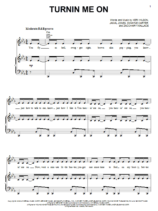 Keri Hilson featuring Lil Wayne Turnin Me On sheet music notes and chords arranged for Piano, Vocal & Guitar Chords (Right-Hand Melody)